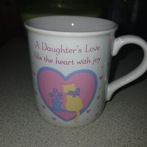 VTG 1986 Hallmark A Daughters Love Coffee Mug with Cat And Heart Design